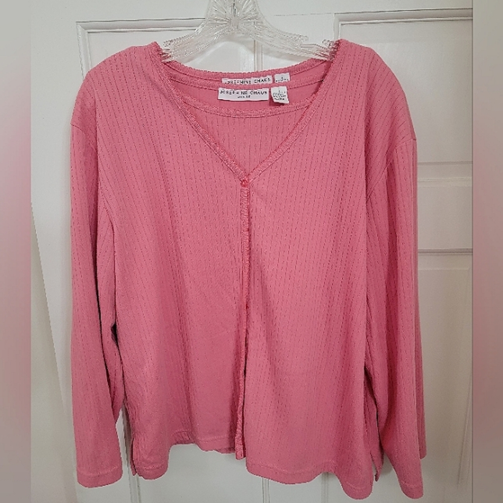 Josephine Chaus Ladies pink 2 piece set sleeveless and long sleeve top plus size